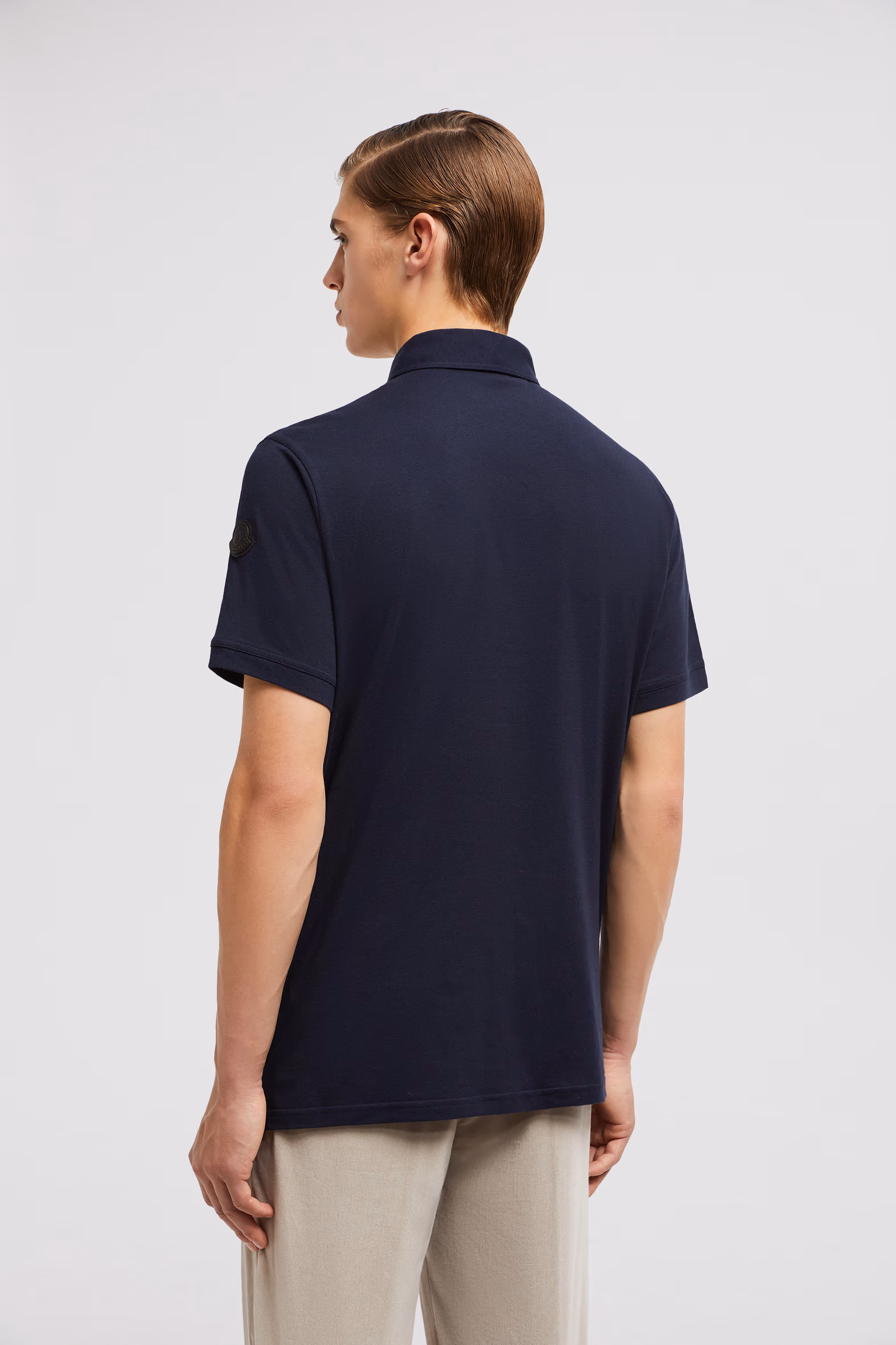 Cotton & Cashmere Polo Shirt Men Night Blue Moncler 5